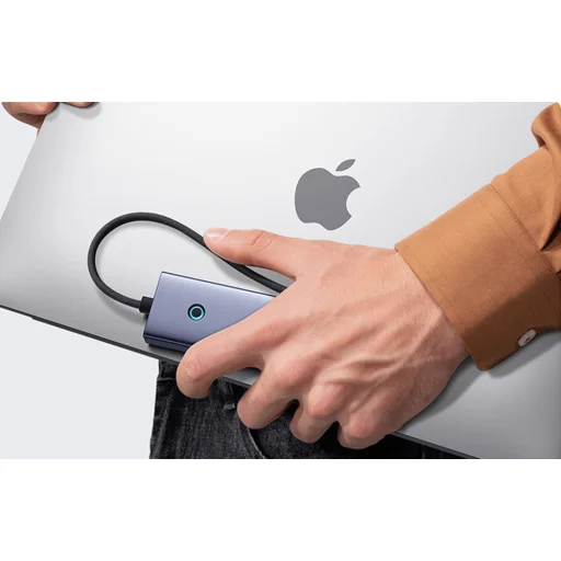 Baseus UltraJoy 4 az 1-ben hub, USB-C 3x + USB 3.0 + RJ45 (szürke) - 14