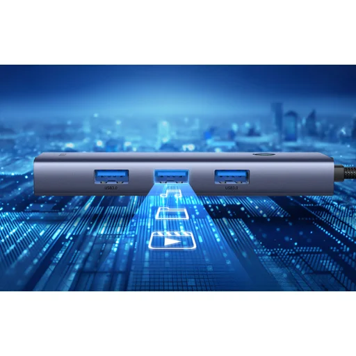 Baseus UltraJoy Series Lite 4-Port hub, USB - 4xUSB 3.0, USB-C 5V (szürke) - 11