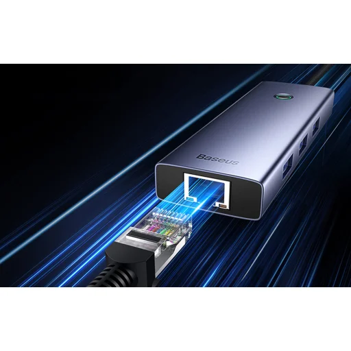 Baseus UltraJoy Series Lite 4-Port hub, USB - 4xUSB 3.0, USB-C 5V (szürke) - 12