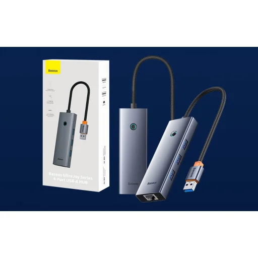 Baseus UltraJoy Series Lite 4-Port hub, USB - 4xUSB 3.0, USB-C 5V (szürke) - 15