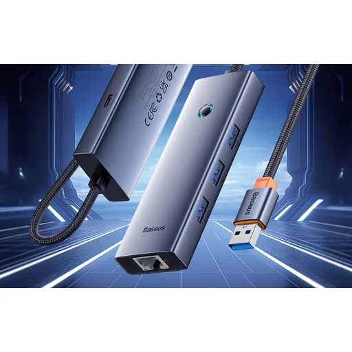 Baseus UltraJoy Series Lite 4-Port hub, USB - 4xUSB 3.0, USB-C 5V (szürke) - 10