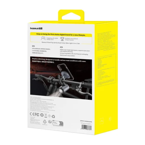 Baseus PrimeTrip Series Két Színű Bicikli Lámpa 2 az 1-ben Szett Kozmikus (fekete), - 8