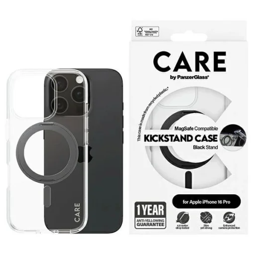 CARE by PanzerGlass Feature Kickstand iPhone 16 Pro 6.3" fekete/fekete MagSafe tok - 1
