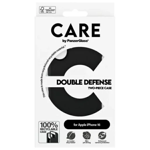 CARE by PanzerGlass Feature Double Defense iPhone 16 tok - Fekete - 4