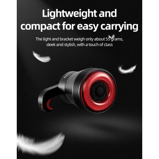 Rockbros Q5 Hátsó Biciklilámpa Intelligens Megállási Rendszerrel - Fekete - 17