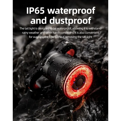 Rockbros Q5 Hátsó Biciklilámpa Intelligens Megállási Rendszerrel - Fekete - 18