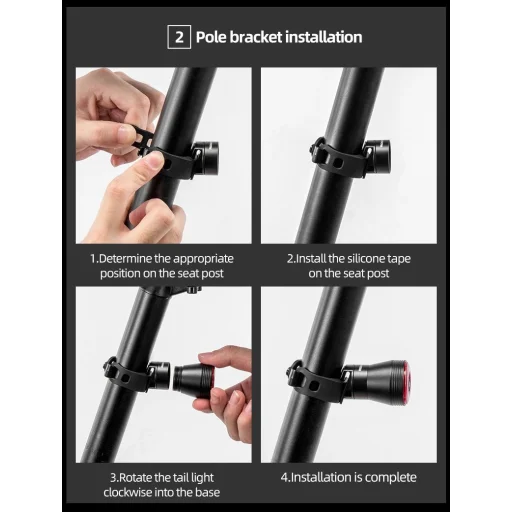 Rockbros Q5 Hátsó Biciklilámpa Intelligens Megállási Rendszerrel - Fekete - 20