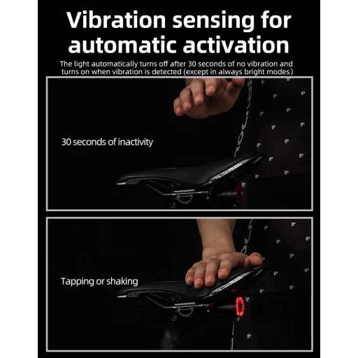 Rockbros Q5 Hátsó Biciklilámpa Intelligens Megállási Rendszerrel - Fekete - 14