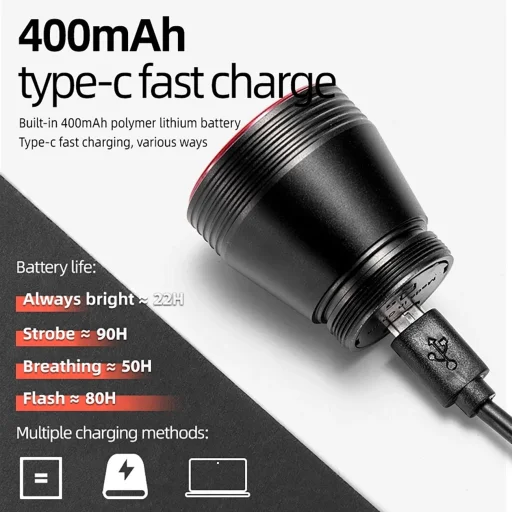 Rockbros Q5 Hátsó Biciklilámpa Intelligens Megállási Rendszerrel - Fekete - 7