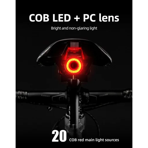 Rockbros Q5 Hátsó Biciklilámpa Intelligens Megállási Rendszerrel - Fekete - 10
