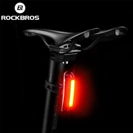 Rockbros A54BK Hátsó Bicikli Lámpa + Micro USB - USB-A Kábel - Fekete - 4