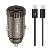 XO autós töltő CC70 PD 30W 1x USB-C fekete + kábel USB-C - USB-C