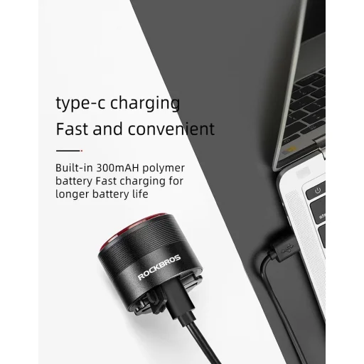 Rockbros Q3 Hátsó Kerékpárlámpa Intelligens Megállási Rendszerrel - Fekete - 15