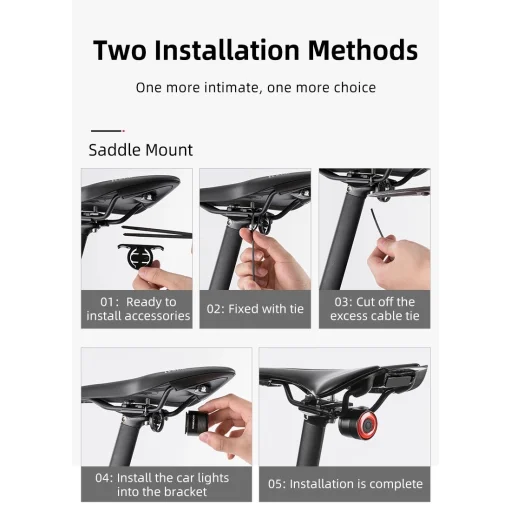 Rockbros Q3 Hátsó Kerékpárlámpa Intelligens Megállási Rendszerrel - Fekete - 16