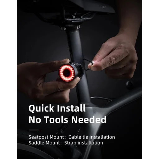 Rockbros Q3 Hátsó Kerékpárlámpa Intelligens Megállási Rendszerrel - Fekete - 10