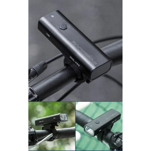 Rockbros 24310006001 első biciklilámpa 400 lm + micro USB kábel - USB-A - fekete - 7