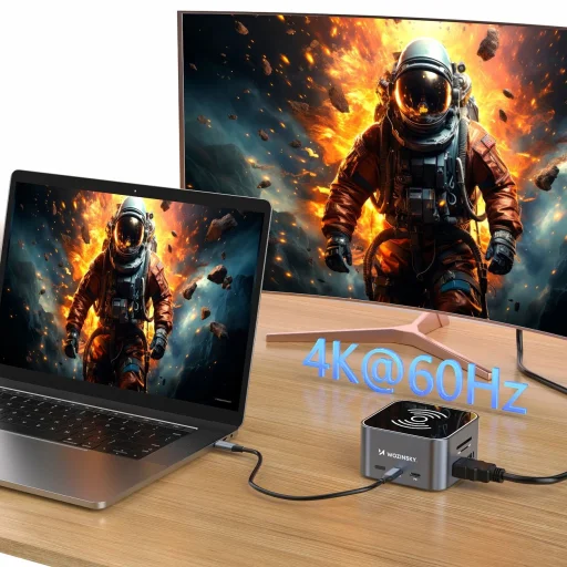 Hub USB-C 12 az 1-ben Wozinsky WHBC09Y8S multifunkcionális, vezeték nélküli töltési funkcióval, alumínium, 15 cm-es kábellel - szürke - 6