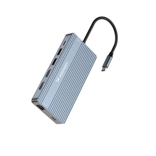 USB-C Hub 14 az 1-ben Wozinsky WDS03Y5S Multifunkcionális, Alumínium, 3 Monitorhoz, 15 cm-es Kábellel - Szürke - 1