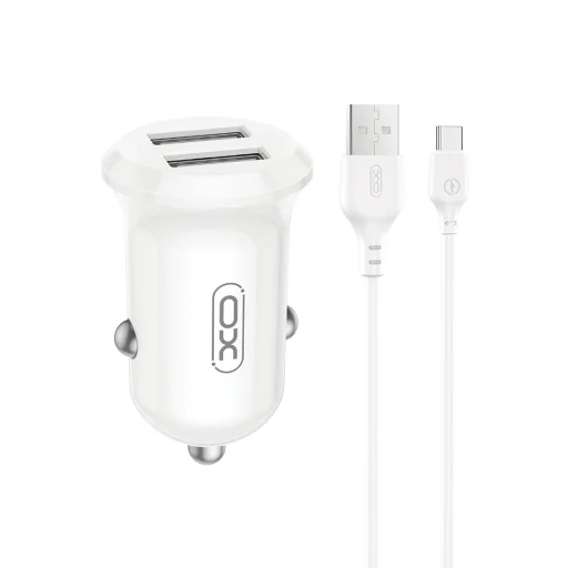 XO autós töltő CC67 12W 2x USB fekete + USB - USB-C kábel - 1