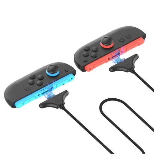 iPega SW2119A töltőkábel (3m, 2 db) JoyCon kontrollerhez Nintendo Switch 2 piros/kék (sérült csomagolás) - 2