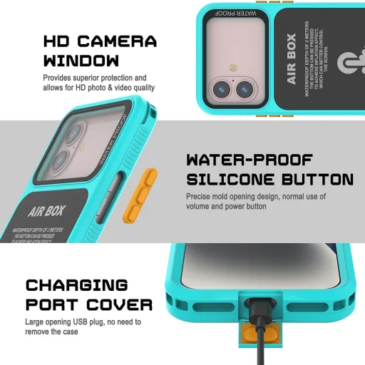  iPhone 12/12 Pro/13/13 Pro/14/14 Pro/15/15 Pro/16 Kék ShellBox AirBox Vízálló IP68 Tok (6,1 hüvelyk) - 3