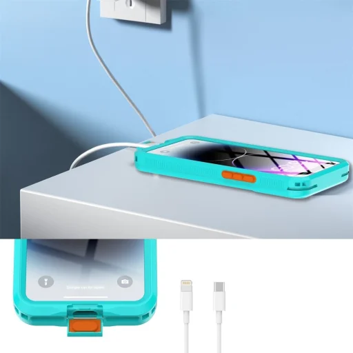  iPhone 12/12 Pro/13/13 Pro/14/14 Pro/15/15 Pro/16 Kék ShellBox AirBox Vízálló IP68 Tok (6,1 hüvelyk) - 5