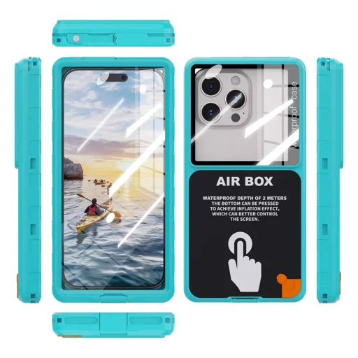 ShellBox - AirBox Vízálló IP68 Tok (max. 6,9 hüvelyk) - Univerzális Telefon Modell (max. 15 mm mélység) - Kék - 3