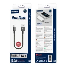 JELLICO kábel B28 USB-C 3.1A 0.3M Fekete