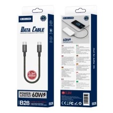 JELLICO kábel B28 USB-C - USB-C PD 60W 0.3M Fekete