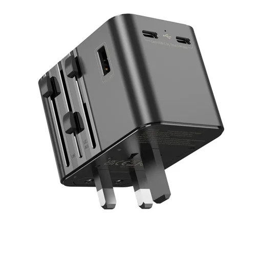 JELLICO univerzális utazó adapter S9 PD 2xUSB-C + 1xUSB 3.4A Max 2500W Fekete - 4