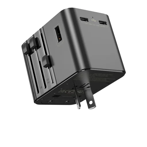 JELLICO univerzális utazó adapter S9 PD 2xUSB-C + 1xUSB 3.4A Max 2500W Fekete - 5