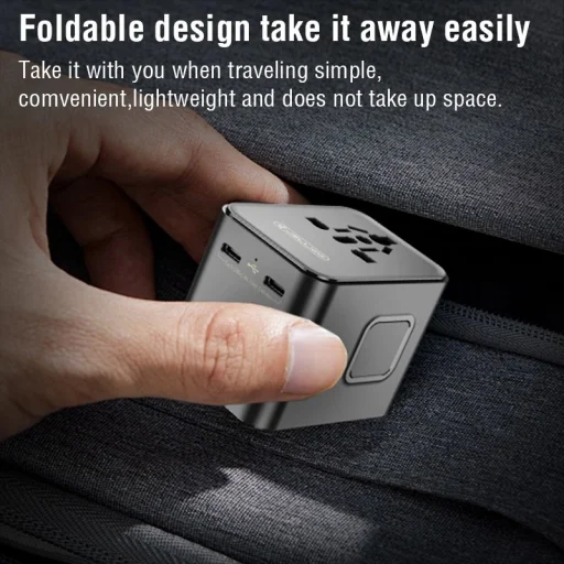 JELLICO univerzális utazó adapter S9 PD 2xUSB-C + 1xUSB 3.4A Max 2500W Fekete - 10