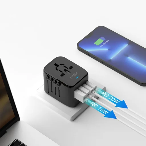 Tech-protect Ta200 Utazó Adapter Eu / Egyesült Királyság / Usa / Au Fekete - 4