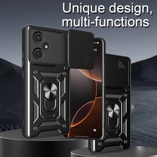 Honor 400 tok - Fekete Armor Camshield állvánnyal és kameravédővel - 2