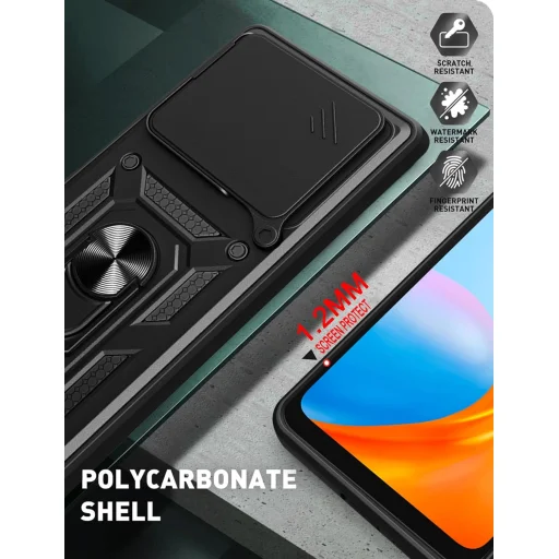 Honor 400 tok - Fekete Armor Camshield állvánnyal és kameravédővel - 5