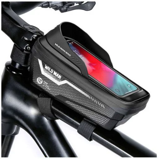 WILDMAN kerékpárvázra szerelhető utazótáska cipzárral 1L (4 "- 7") ES12 fekete, - 2