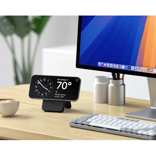 Satechi Qi2 10K mágneses külső akkumulátor állvánnyal - fekete - 6