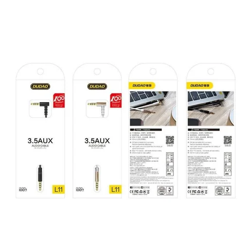 Dudao szögletes kábel AUX mini jack 3.5mm kábel 1m fekete (L11 fekete) - 11