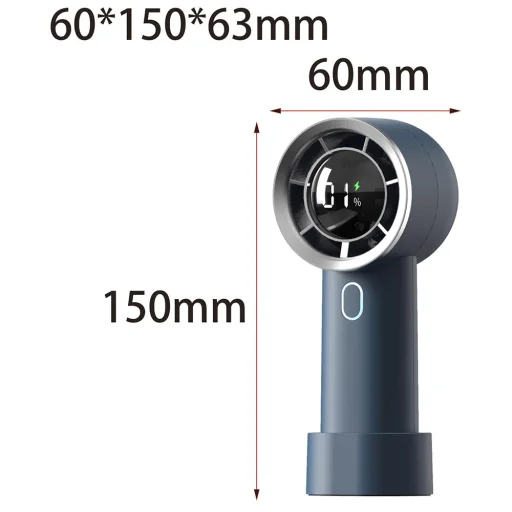 Techsuit - Kézi ventilátor (HX130) - Digitális kijelző, Ultra csendes, 1200mAh - Kék - 6