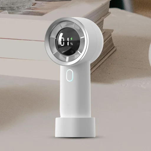 Techsuit - Kézi Ventilátor (HX130) - Digitális Kijelző, Ultra Csendes, 1200mAh - Fehér - 5