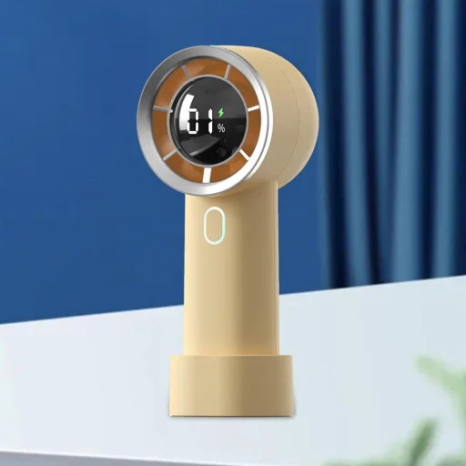 Techsuit - Kézi Ventilátor (HX130) - Digitális Kijelző, Ultra Csendes, 1200mAh - Sárga - 2