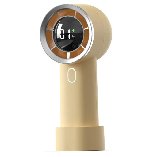 Techsuit - Kézi Ventilátor (HX130) - Digitális Kijelző, Ultra Csendes, 1200mAh - Sárga - 1
