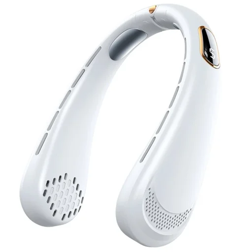 Techsuit - Nyakventilátor (H6) - Hordozható, USB, Újratölthető, Állítható, Digitális Kijelző - Fehér - 2