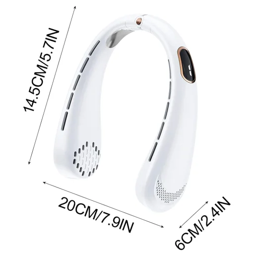 Techsuit - Nyakventilátor (H6) - Hordozható, USB, Újratölthető, Állítható, Digitális Kijelző - Fehér - 8