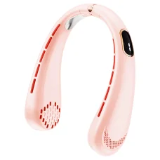 Techsuit - Nyakventilátor (H6) - Hordozható, USB-s, Újratölthető, Állítható, Digitális Kijelző - Rózsaszín