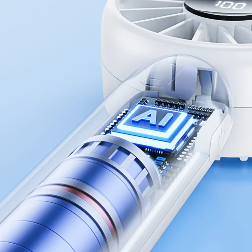 Techsuit - Mini Hordozható Kézi Ventilátor (CT-110) - LED Digitális Kijelzővel, USB Újratölthető, Nagy Sebesség - Rózsaszín - 3