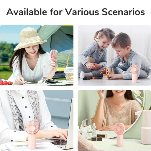  JisuLife - Prémium Hordozható Mini Ventilátor Life6 (FA20X) - USB-C Újratölthető, 3 Szélsebesség, 4000mAh - Rózsaszín - 4