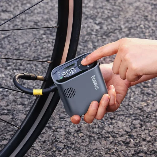  Baseus - Kerékpár Kompresszor PrimeTrip Sorozat (C11169000121-00) - Hordozható, Nyomáskijelző, 1750mAh, 150psi, Ultra Gyors - Fekete - 5