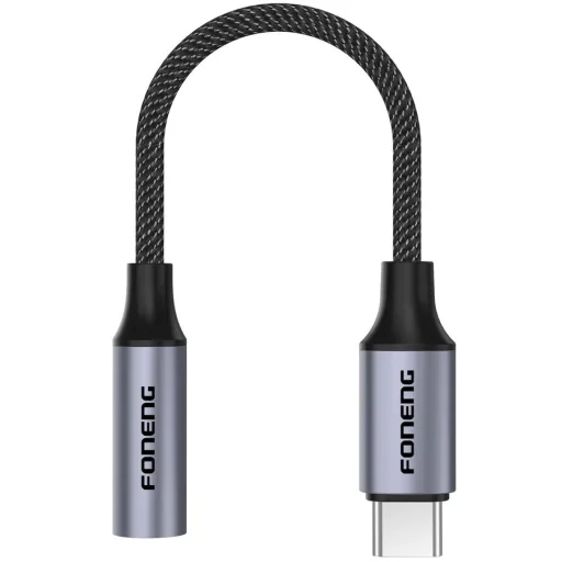 FONENG adapter BM30 USB-C - JACK 3.5MM 0.14M Fekete - 2