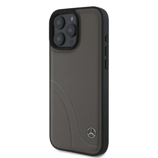 Mercedes Ívelt Varrások Bőr Tok iPhone 16 Pro-hoz Barna - 2